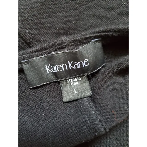 Karen Kane Black Dress Women Size Large Fit Flare Long Sleeve Asymetrical Hem - Image 3