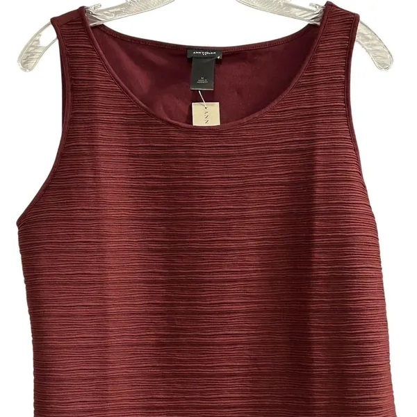 Ann Taylor Women's‎ Burgundy Red Ribbed Sleeveless Tank Top Size M - Image 5
