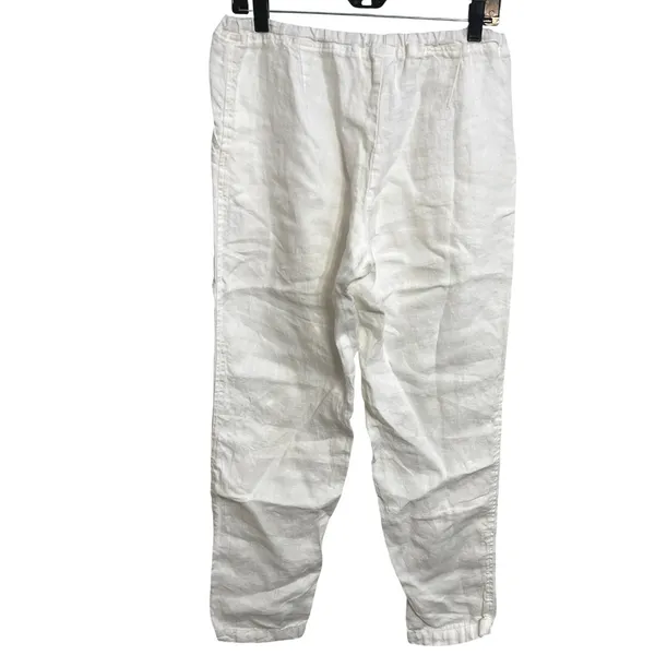 CP Shades Hampton White 100% Linen Drawstring Pull On Pants Size M Coastal Boho - Image 2