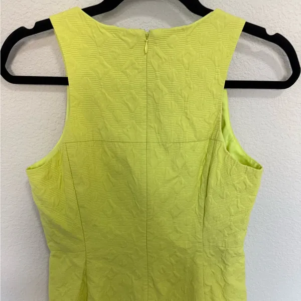 Milly Collection x Banana Republic Neon Yellow Sheath Mini Dress Jacquard Size 4 - Image 8