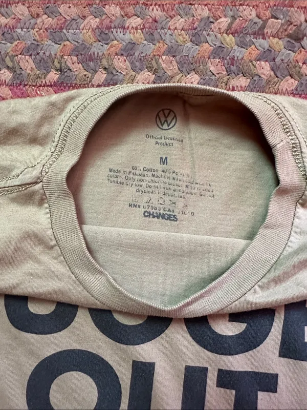 'Bugged Out' VOLKSWAGEN Tan Graphic Tee with Red Beetle - Image 3