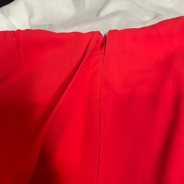 Amanda Uprichard Red Ruched V-Neck Bell Sleeve Mini Dress‎ XS - Image 6