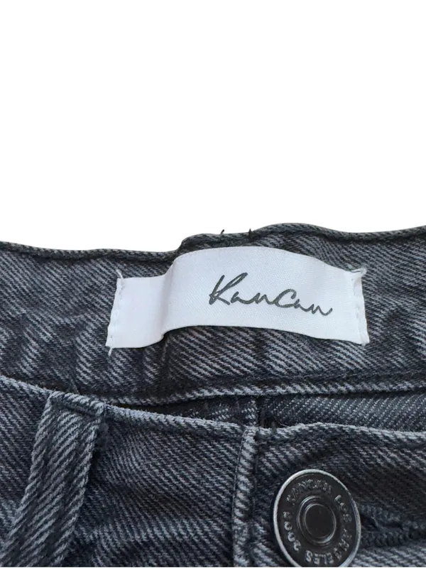 KanCan Women’s 7/27 Black Distressed High Rise Wide Leg Button Fly Denim Jeans - Image 8
