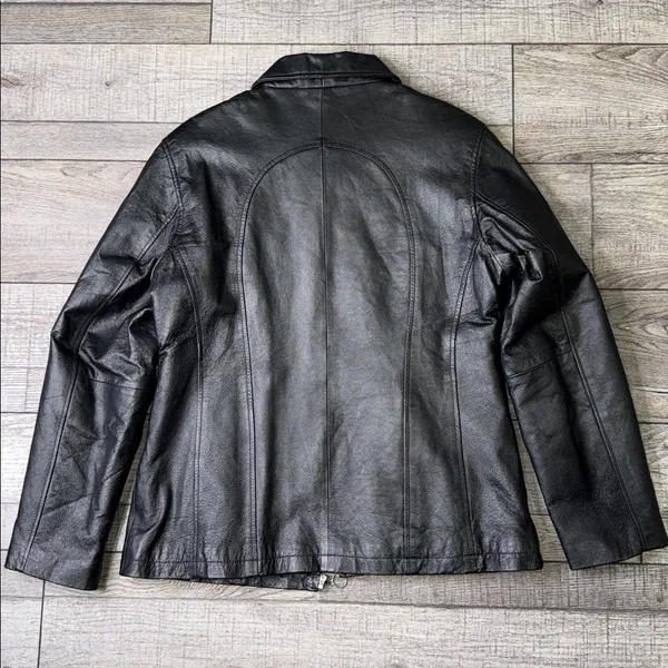 Gino Quality Leather Elegant Black Ladies Jacket Size L - Image 3