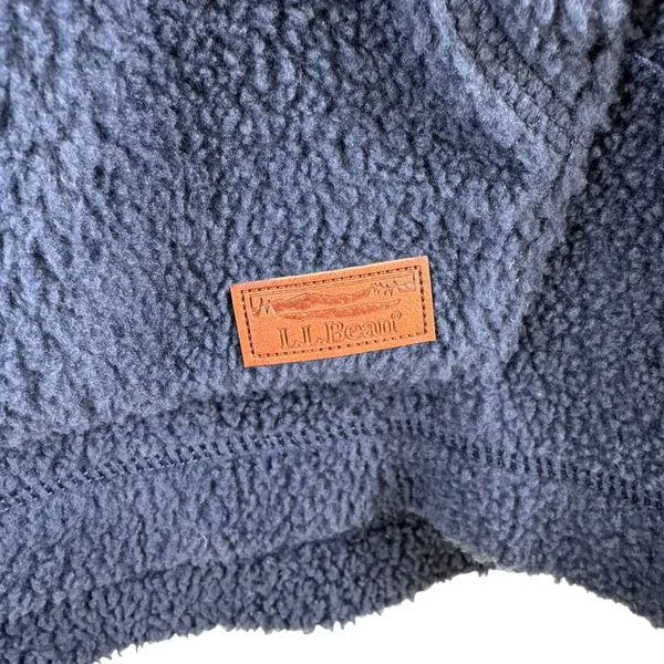L.L.‎ Bean Navy Blue Mock Neck Fleece Pullover Hand-Warming Pouch Size XS - Image 3