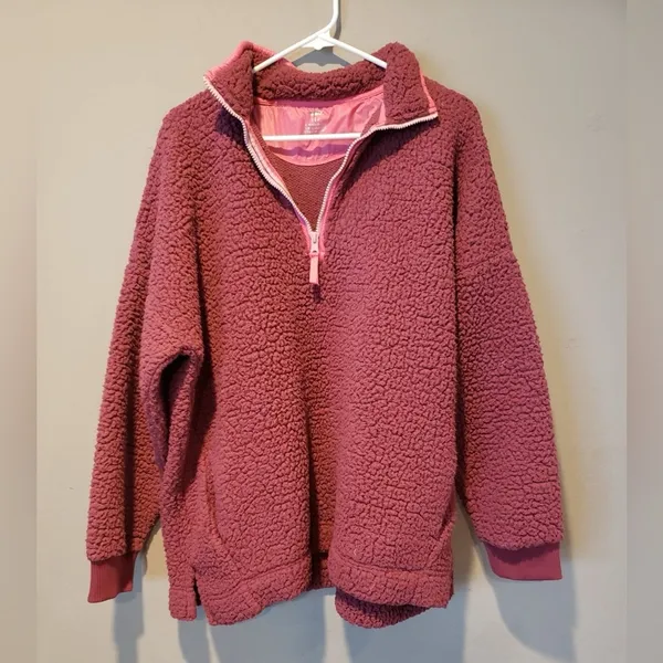 Aerie Women's Cozy Sherpa Jacket - Burgundy - Image 3