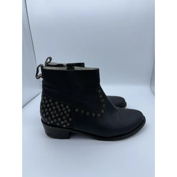 Mr. Wolf Studded Leather Ankle Boots Womens 7.5 Black Cowboy Festival Travel - Image 2