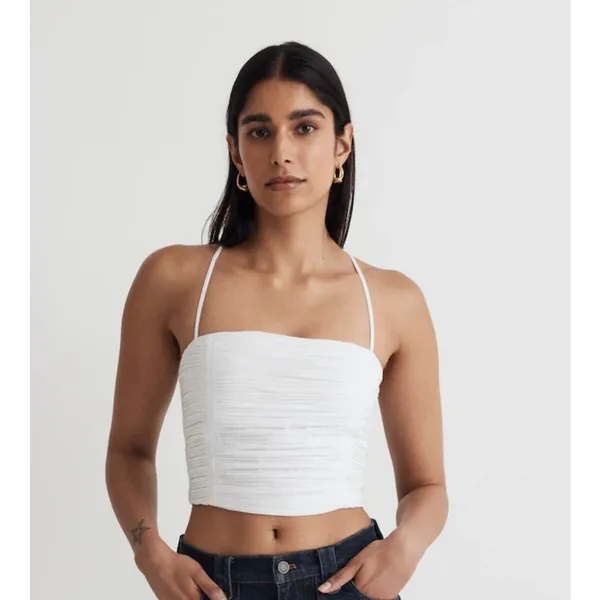 Madewell Wendy Poplin Crop Top in White. Size 4. NWOT - Image 2