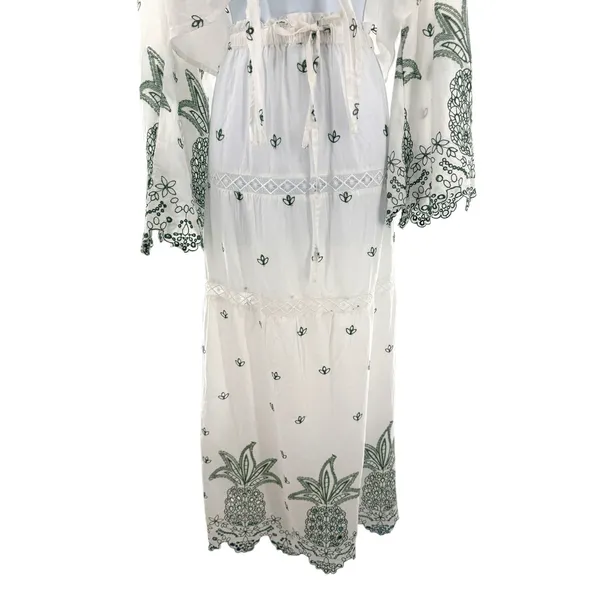 Nasty Gal Cotton Pineapple Broderie Eyelet 2 Pc Tie Front Crop Top‎ Maxi Skirt L - Image 3