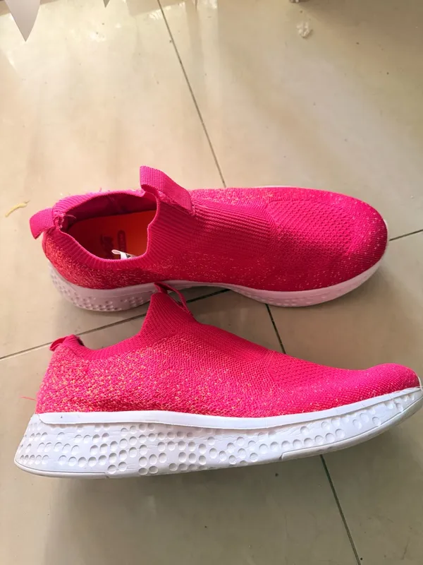 Hot Pink Slip-On Knit Sneakers - Image 2
