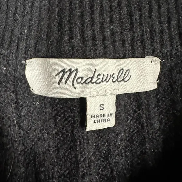 Madewell Sweater Womens Small Black Ribbed Knit Crewneck Long Sleeve Pullover - Image 4