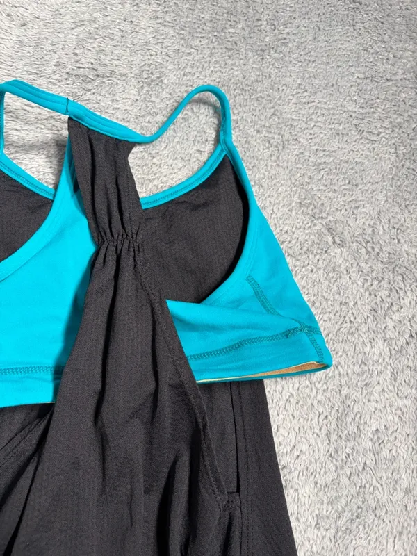 Lululemon Black & blue tank top with built in bra 4 - Image 8