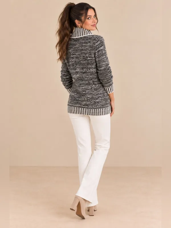 Gap Oversized Marled Black Gray Shawl Neck Button Front Cardigan Sweater XS Cozy - Image 10