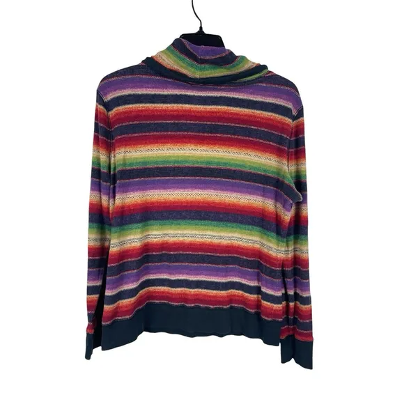 Lauren Ralph Lauren Active L Rainbow Striped Cowl Neck Top Long Sleeve Y2K Top - Image 3