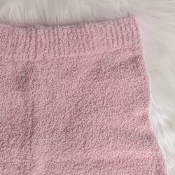 Fuzzy light pink high waisted shorts, brand new with tag Size M - Image 2
