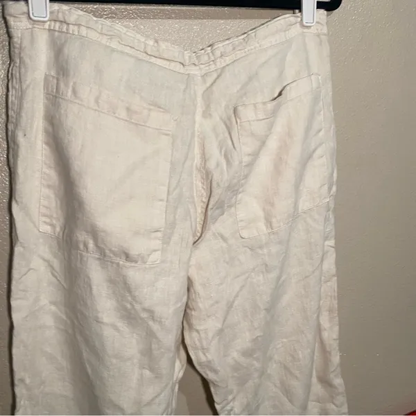 Linen‎ Tan Pants wide leg made in Italy size Medium Lagenlook Breathable Coastal - Image 2