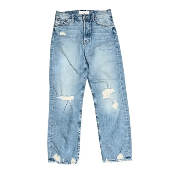 Mother Superior Tomcat Distressed High Rise Jeans The‎ Confession Light Blue 28 - Image 5