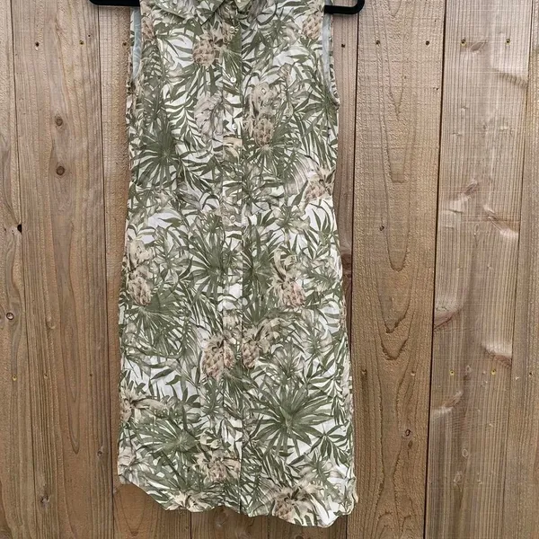 Mng collared tropical dress size‎ 6 Green - Image 3