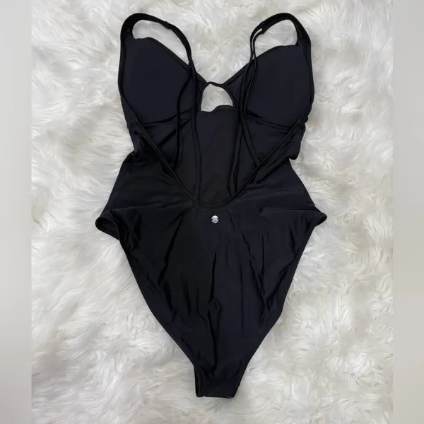 Gymshark Black Cutout One-Piece Swimsuit Strappy Back Medium - Image 7