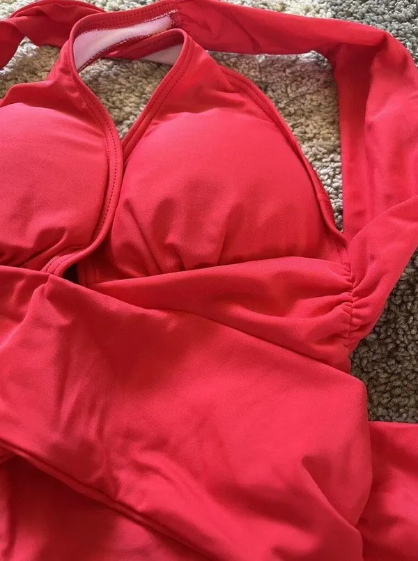 NWOT Red Strappy Criss Cross One Piece Swimsuit Women’s Size Small - Image 7