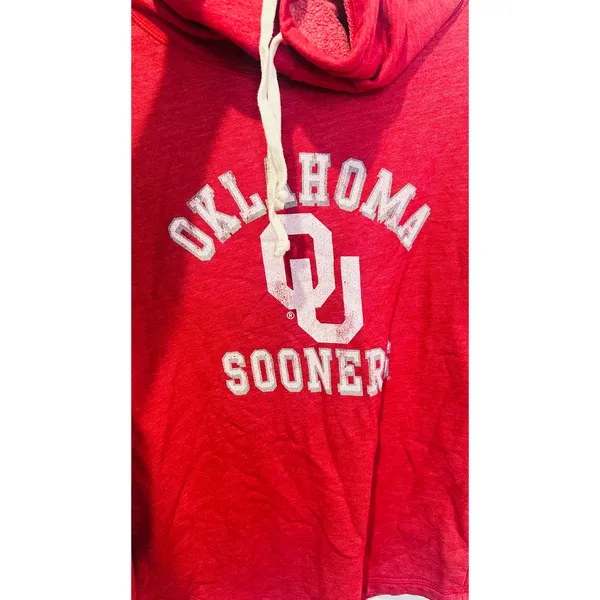 THE ORIGINAL RETRO BRAND Crimson Red Cowl Neck Pullover Distressed OU sz Large - Image 5