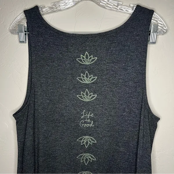Life is Good Heathered Gray Sleeveless Lotus Maxi T-shirt Dress‎ - Image 9