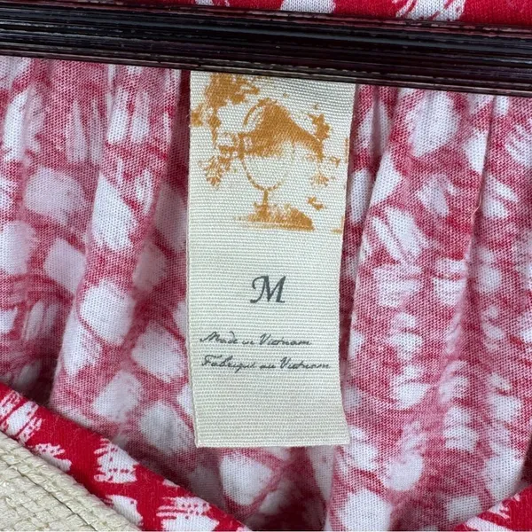 Anthropologie C.‎ Keer Swoop Rope Collar Tank Top Red Medium Dot Print - Image 8
