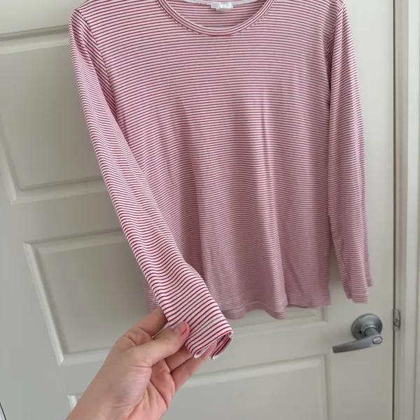 LAKE Red and White Striped Long Sleeve Top - Image 3