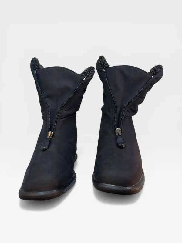 Toe Warmers Black Fleece Lined Front Zip Ankle Winter Boots Women's Size 8 - Image 9