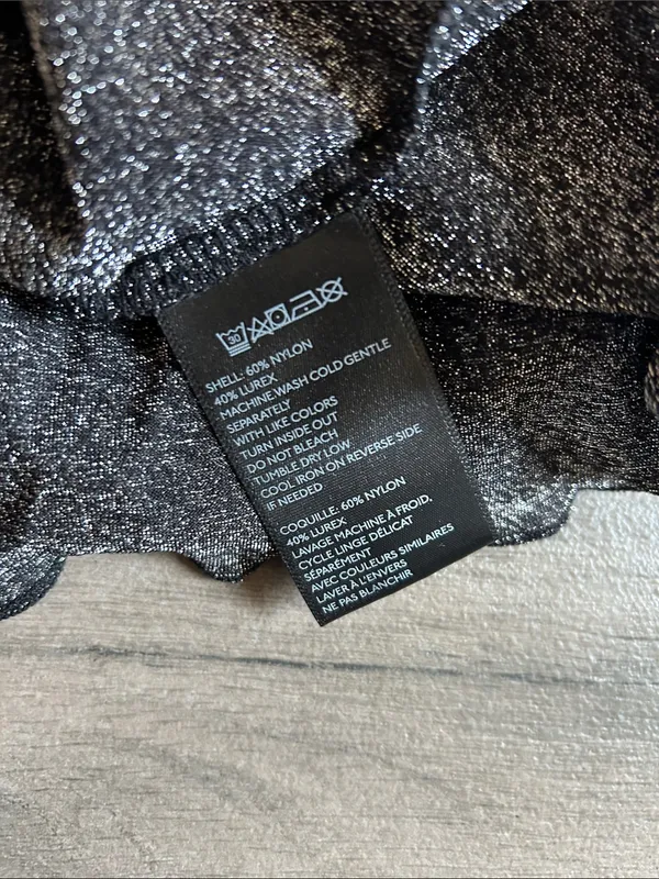 Metallic Black Short Sleeve Ruffle - Image 4