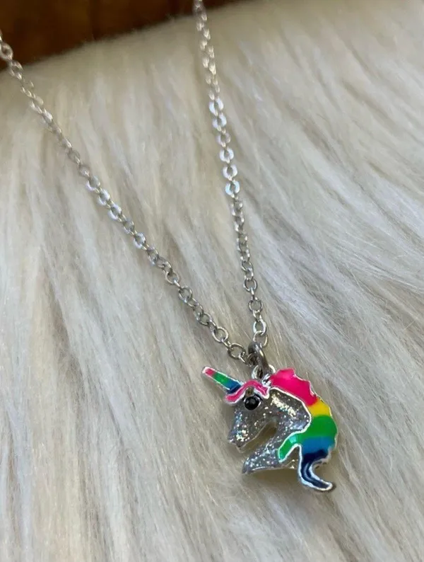 Unicorn silver tone necklace - Image 3