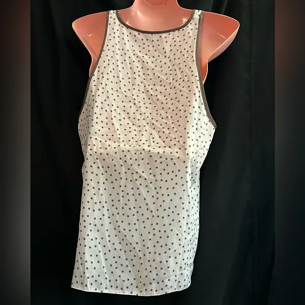 aerie Women’s White & Brown High Low Star Tank Top Sleeveless Blouse SZ MD NWT - Image 2