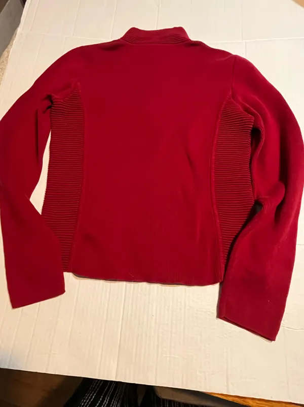 Ralph Lauren 100% cotton red 1/4 zip sweater small VTG Mock-neck knit classic - Image 15