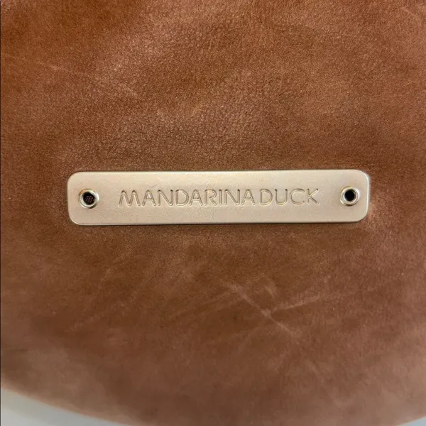 Mandarina Duck Brown Suede Shoulder Bag Zip Closure Preloved Very Clean Inside - Image 5
