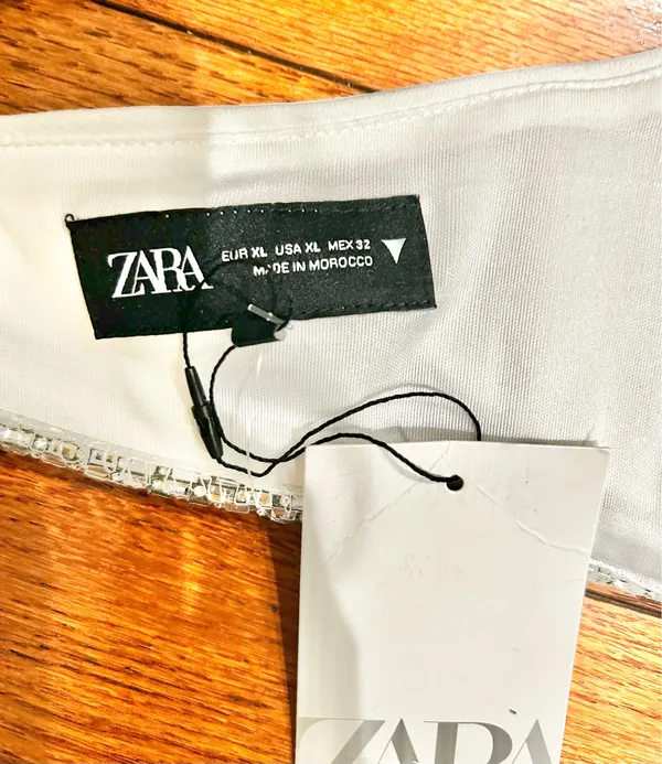 ZARA NWT viral TIK TOK White Jeweled Rhinestone Embellished Cutout Top XL - Image 18