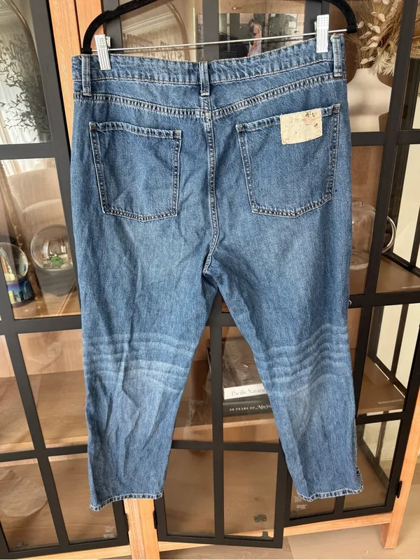 Sundance Driftwood Patchwork jeans Abbey mom Free People High Rise boyfriend boho floral - Image 3