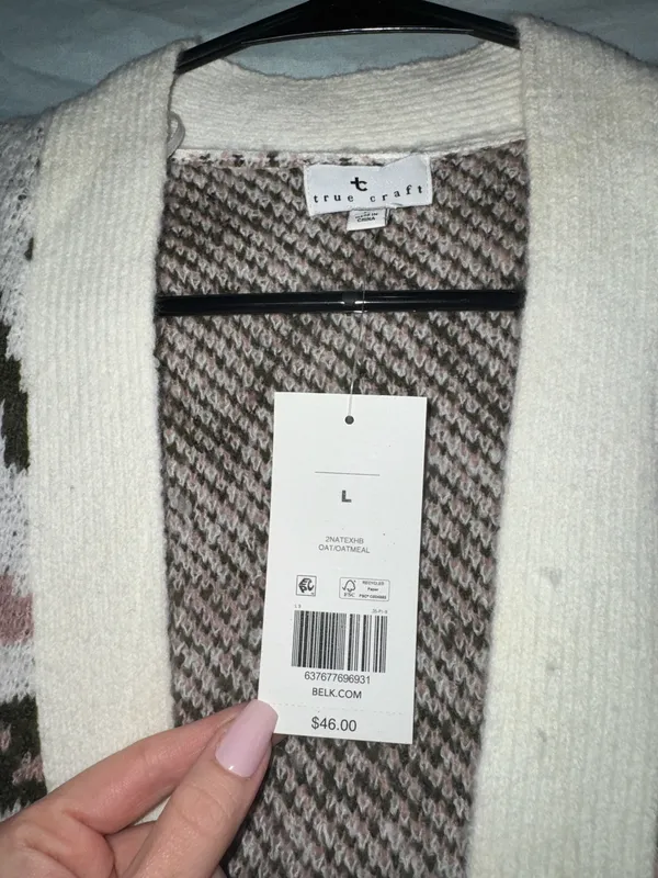Patterned Open-Front Cardigan - Image 3