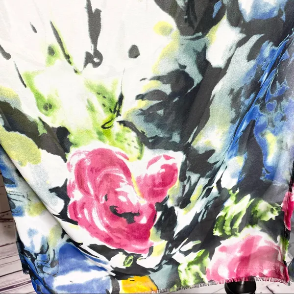 Multicolor Bohemian Abstract Floral Kimono Shawl Cover-Up Blouse Top One Size - Image 4