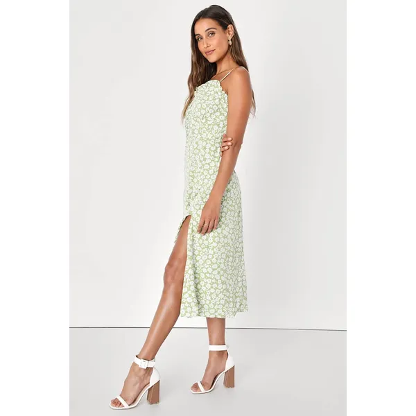 NWT Lulus Timeless Touch Green Floral Print A-Line Midi Dress Sundress Beachy XL - Image 4