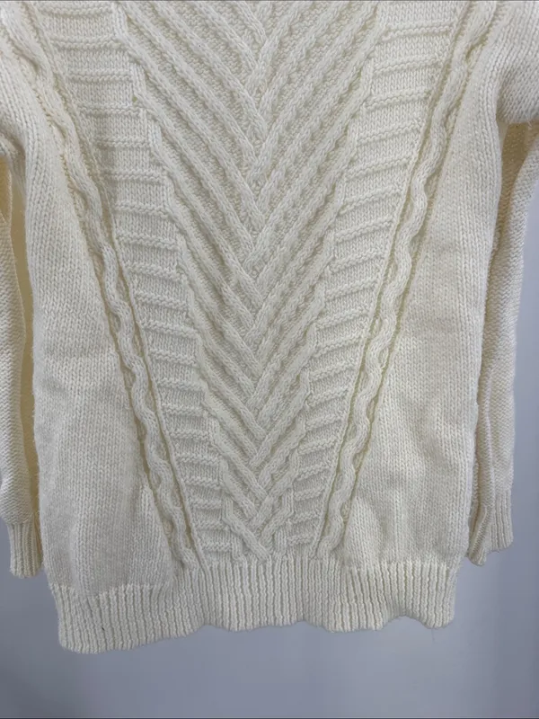 American Eagle Outfitters Cream Crewneck cable Knit Sweater wool blend L winter - Image 7
