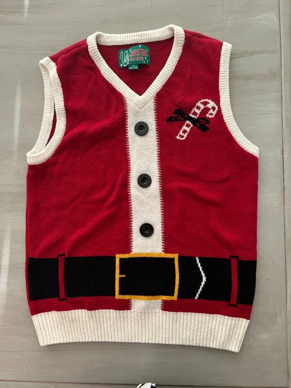 Santa Ugly Christmas Sweater Vest Women Size Small Tacky Christmas Santa Costume - Image 2