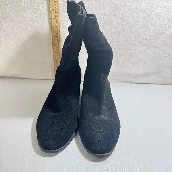 Jessica Simpson Black Suede Slouch Booties Block Heel‎ Ankle Boots Size 9.5M - Image 2