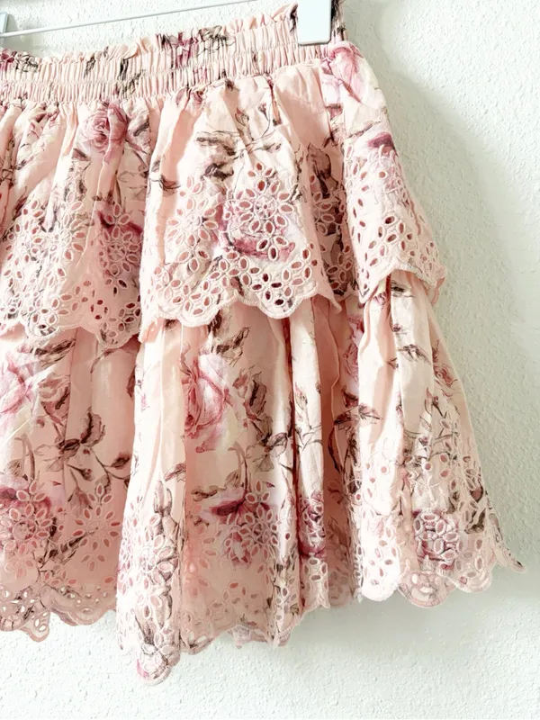 Gap × LoveShackFancy Floral Flippy Skirt Size XS Feminine Eyelet Bohemian - Image 3