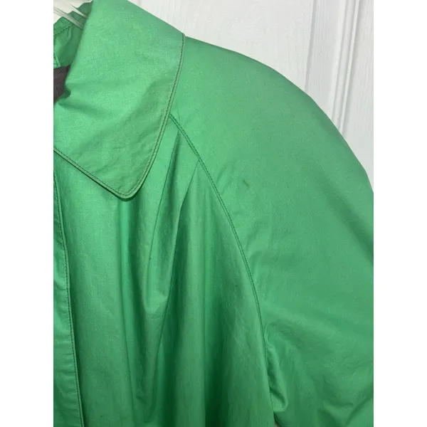 Vtg 90s Jones New York Kelly Green Trench Balmacaan Coat L/XL FLAWs Minimalist - Image 10