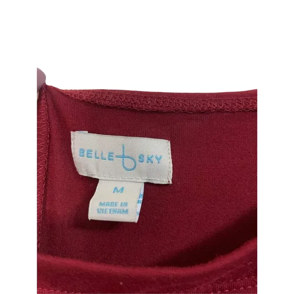 BELLE + SKY‎ Off Shoulder Midi Maroon Fitted Dress Size Medium - Image 3