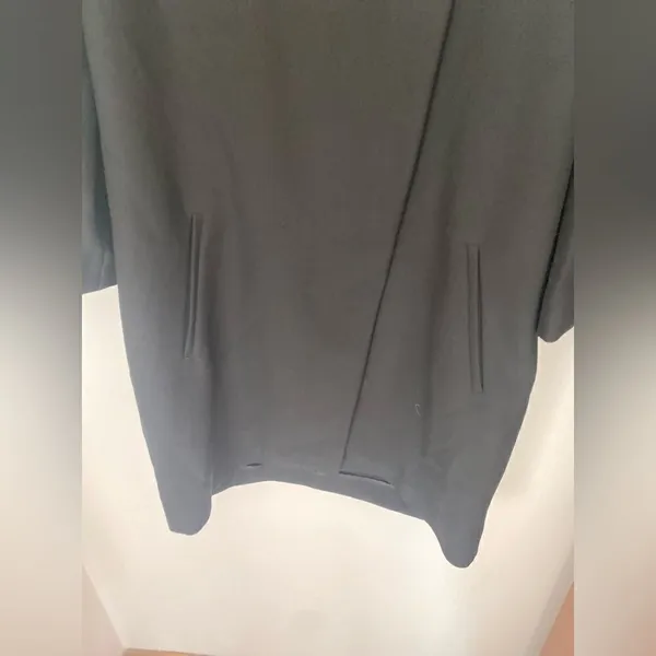 Zara Asymmetrical Cocoon Jacket Womens Medium Black 3/4 Sleeve Snap Front - Image 12