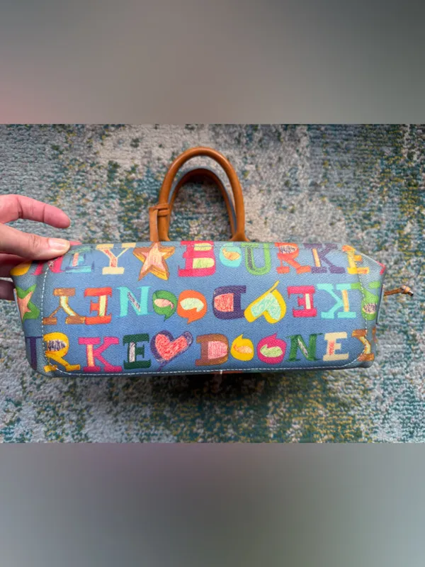 Vintage Y2K Dooney & Bourke blue Doodle graffiti hand bag - Image 9
