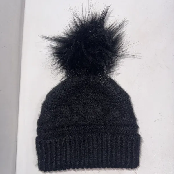 Aerie Black Knit Toboggan Ski Winter Weather One Size Hat Cap Pompom‎ Beanie - Image 11