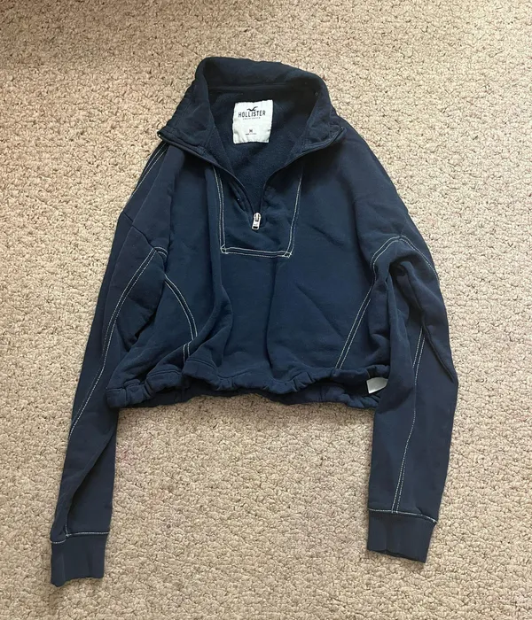 Navy Blue Quarter Zip Sweatshirt - Image 10