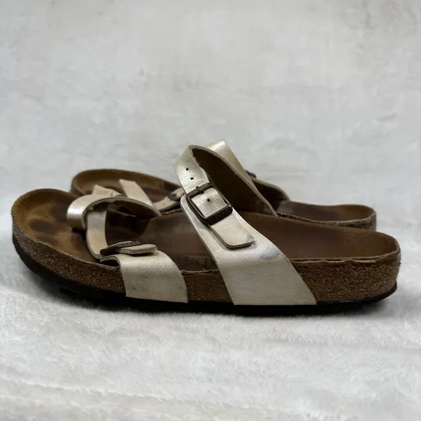 Birkenstock Mayari Pearl White Birko-Flor Toe Loop Sandals Womens 39 Regular - Image 8